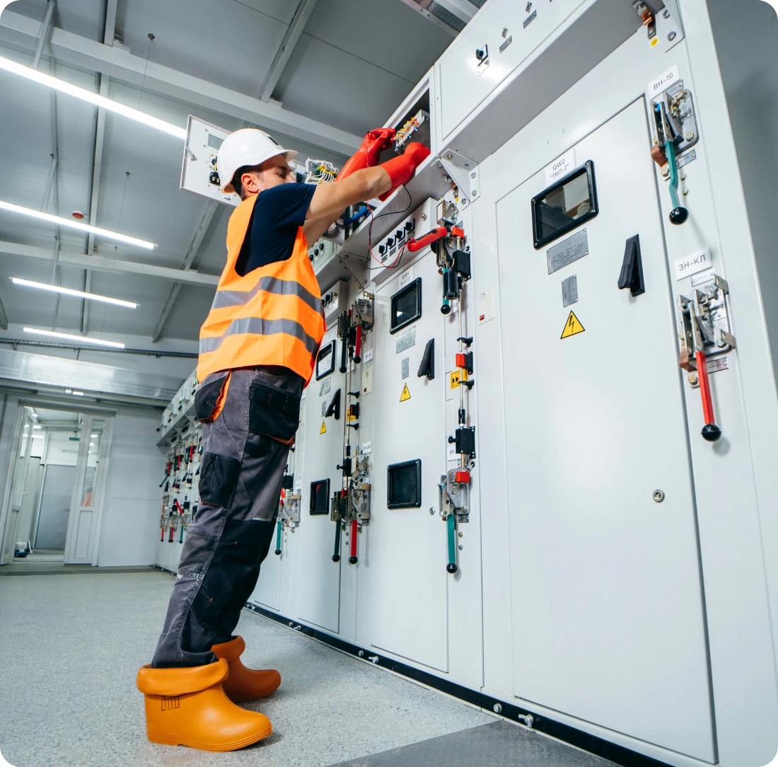 Worker maintaining control panel system